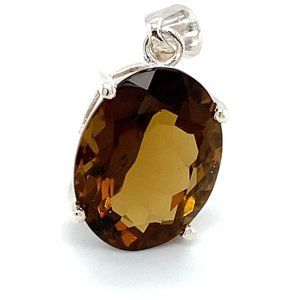 Smoky Quartz 7.60ct Platinum Finish Silver Pendant